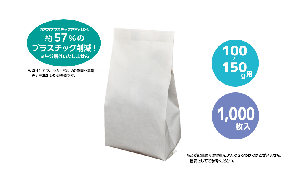 コーヒー豆袋 asueco package　片艶晒・無地　 100-150g（内側：CPP）1000枚入