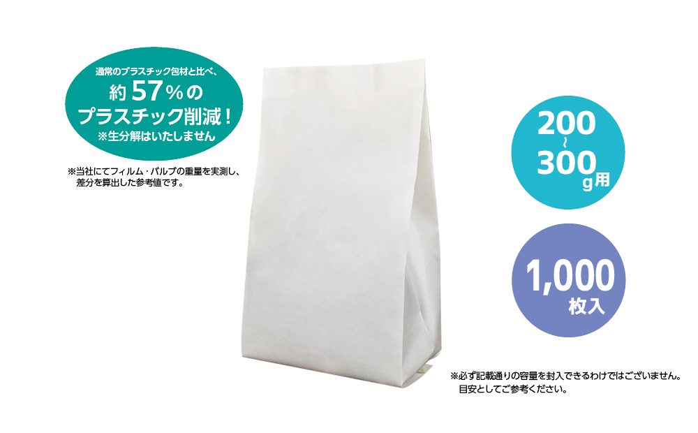 コーヒー豆袋 asueco package　片艶晒・無地　 200-300g（内側：CPP）1000枚入